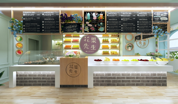 水果鮮榨汁店鋪臺(tái)面效果圖