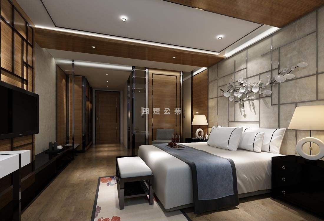 現(xiàn)代酒店客房背景墻設(shè)計效果圖