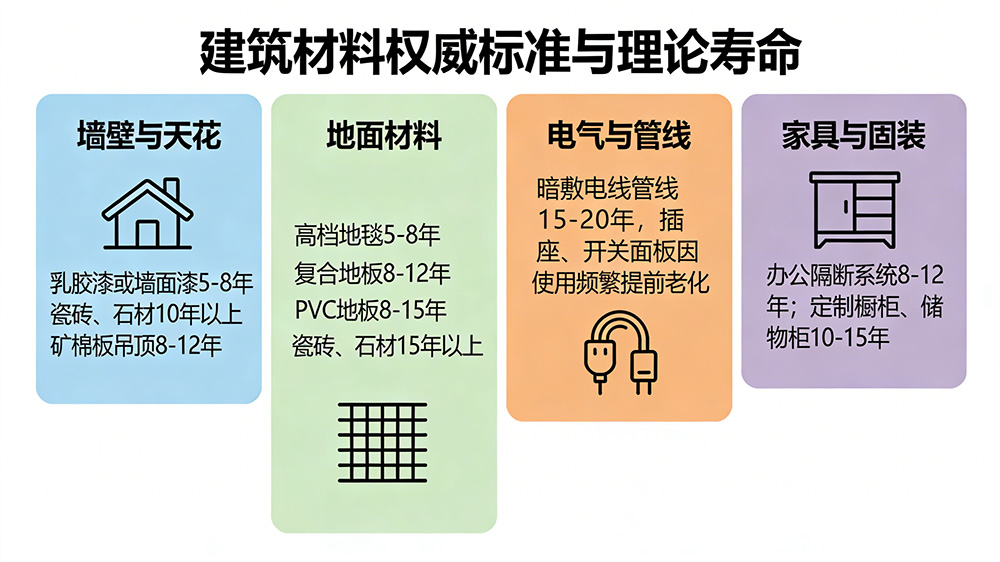 裝修材料的理論平均壽命參考圖